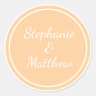 Customized Minimalist Modern Wedding Bride Groom  Classic Round Sticker