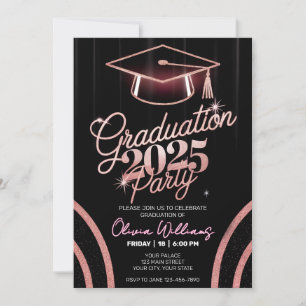 Customized Minimalist Pink Dinner Graduation Invitation