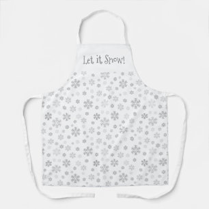 Customized Minimalist Sparkly Silver Snowflakes Apron