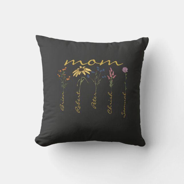 Customized mom children name flower cushion (Front)