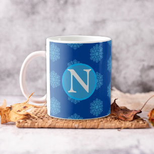 Customized Monogram Initial "N" Blue Coffee Mug