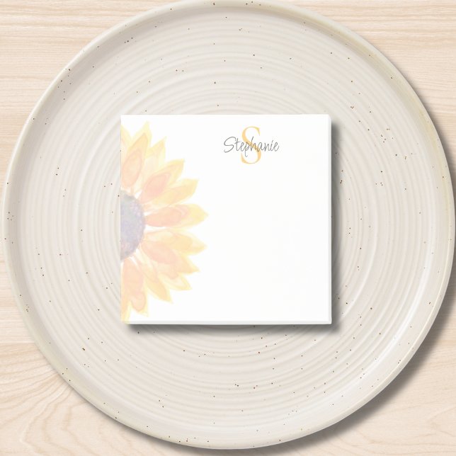 Customized Monogram Sunflower Post-it Notes (Creator Uploaded)