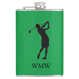 Customized Monogram Woman Golfer Flask