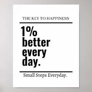 Customized Motivational 1% better Everyday Modern  Poster