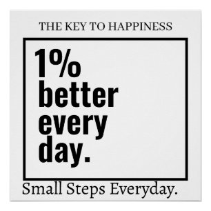 Customized Motivational 1% better Everyday Modern  Poster