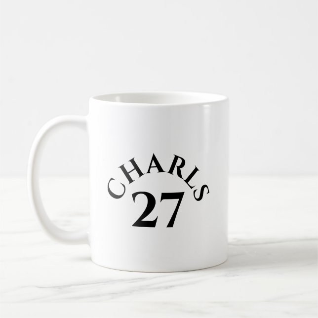 Customized Name and Number Coffee Mug (Left)