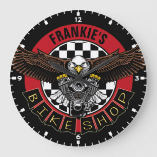Customized NAME Biker Motorcycle Bike Shop Garage Large Clock
