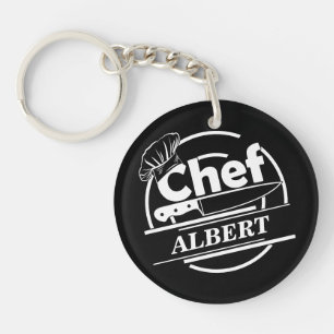 Customized Name Chef Black Key Ring