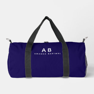 Customized Name Stylish Elegant Modern Blue Gym Duffle Bag