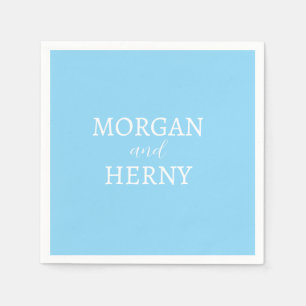 CUSTOMIZED NAME STYLISH MODERN BABY BLUE WEDDING NAPKIN