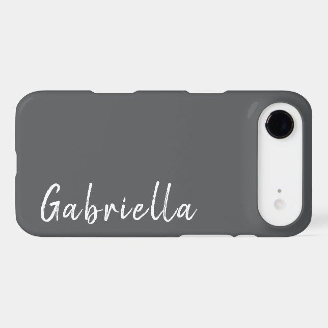 Customized Name Stylish Modern Minimal Dark Grey  (Back Horizontal)