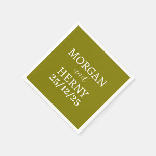 CUSTOMIZED NAME STYLISH MODERN OLIVE GREEN WEDDING NAPKIN