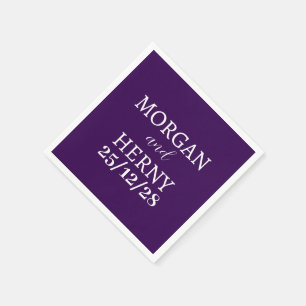 CUSTOMIZED NAME STYLISH MODERN PURPLE WEDDING NAPKIN