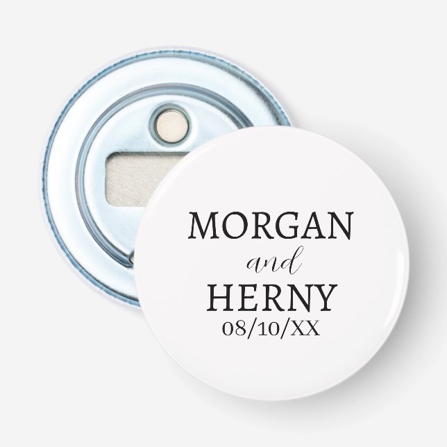 CUSTOMIZED NAME STYLISH MODERN WEDDING  BOTTLE OPENER (Front)