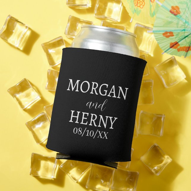 CUSTOMIZED NAME STYLISH MODERN WEDDING  CAN COOLER (In Situ Summer)