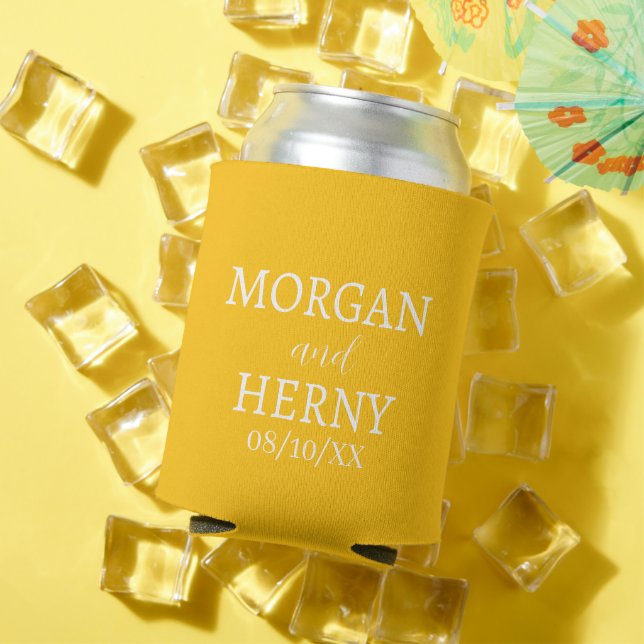 CUSTOMIZED NAME STYLISH MODERN WEDDING  CAN COOLER (In Situ Summer)