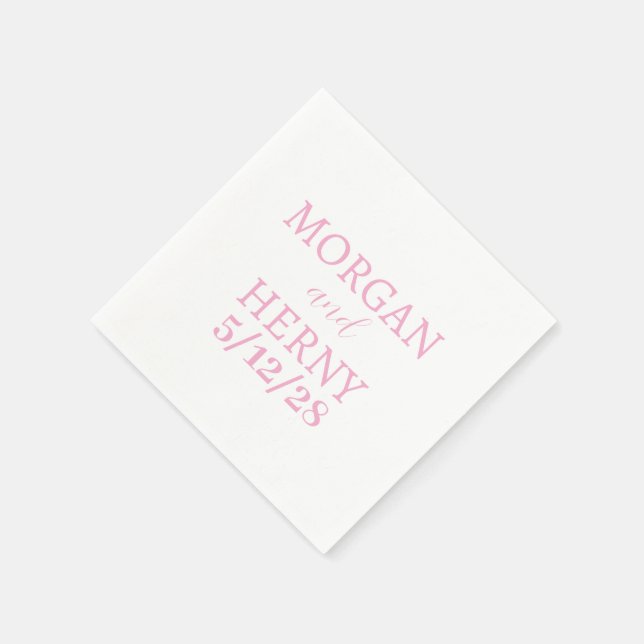 CUSTOMIZED NAME STYLISH MODERN WHITE WEDDING NAPKIN (Corner)