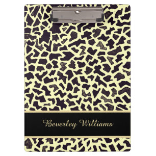 Customized Name Text Leopard Mosaic Clipboard