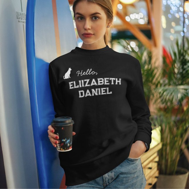 Customized Pet Lover Funny Cat Mom Name Cute Black Sweatshirt (Creator Uploaded)