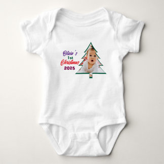 Customized Photo Olivia's 1st Christmas Tree Baby Bodysuit
