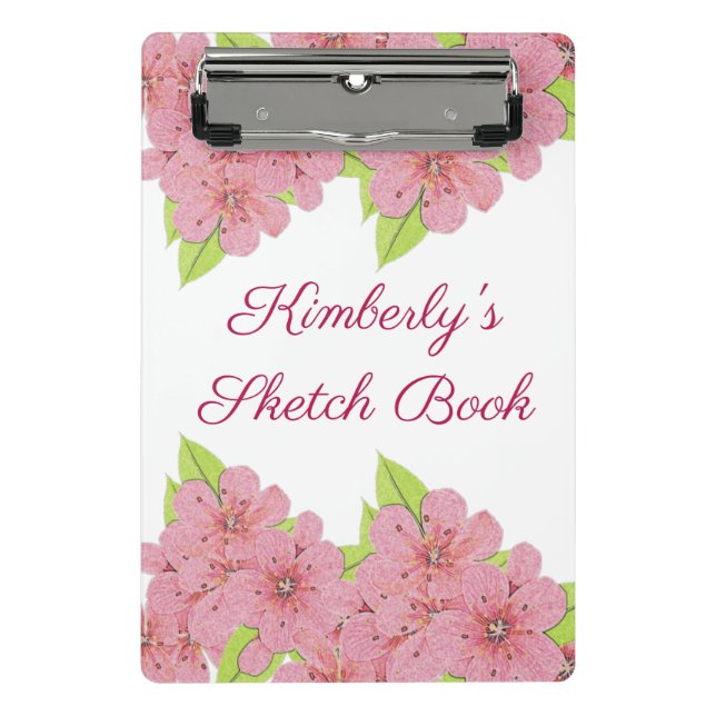 Customized Pink Anemones Mini Clipboard (Front)