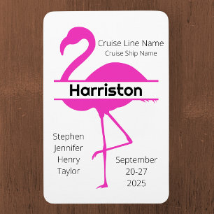 Customized Pink Flamingo Family Cruise Door Magnet
