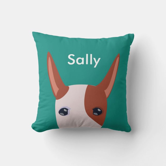 Customized  Podenco Ibicenco Dog Face Blue Cushion (Front)
