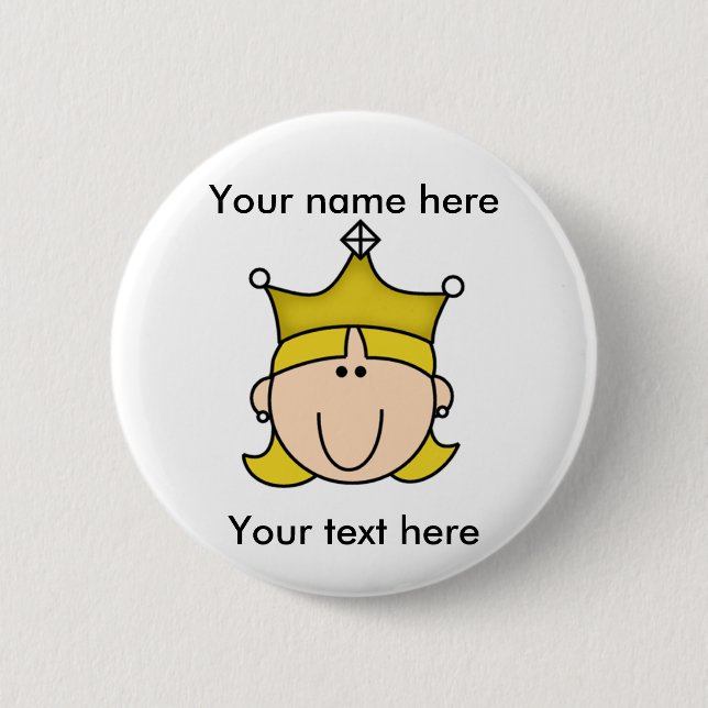 CUSTOMIZED PRINCESS BLOND 6 CM ROUND BADGE (Front)