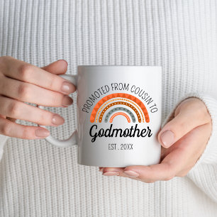 Customized Promoted From Cousin to Godmother 2023 Coffee Mug