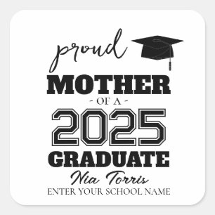 Customized proud mother of a graduate 2025 square sticker