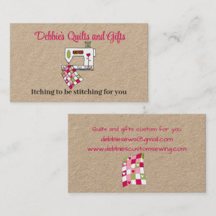 Customized Quilting with Sewing Machine Business Card