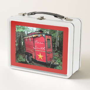Customized Red Gypsy tiny caravan Thunder_Cove Metal Lunch Box