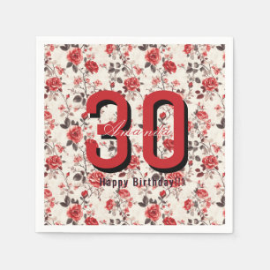 Customized Rose Themed Garden Birthday Party Napkin
