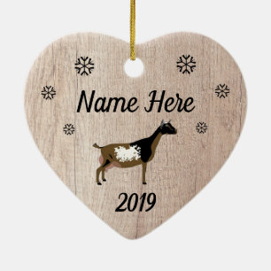 Customized Rustic Buckskin Nigerian Dwarf Goat Ceramic Tree Decoration