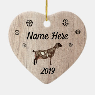 Customized Rustic Moon Spotted Nubian Goat Ceramic Tree Decoration