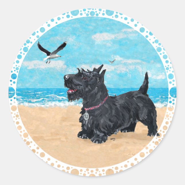 CUSTOMIZED Scottie Beach Classic Round Sticker (Front)