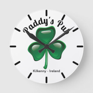 Customized Shamrock Pub Wall Clock