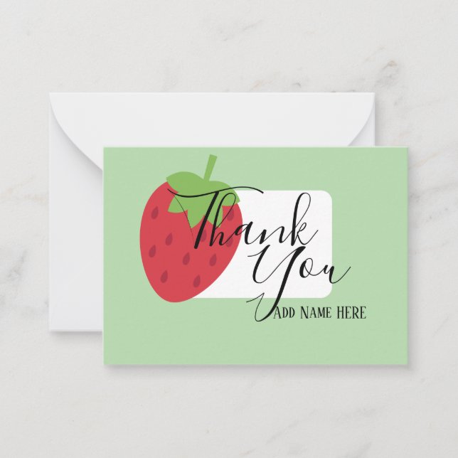 Customized Strawberry Romantic Thank You Card (Front)