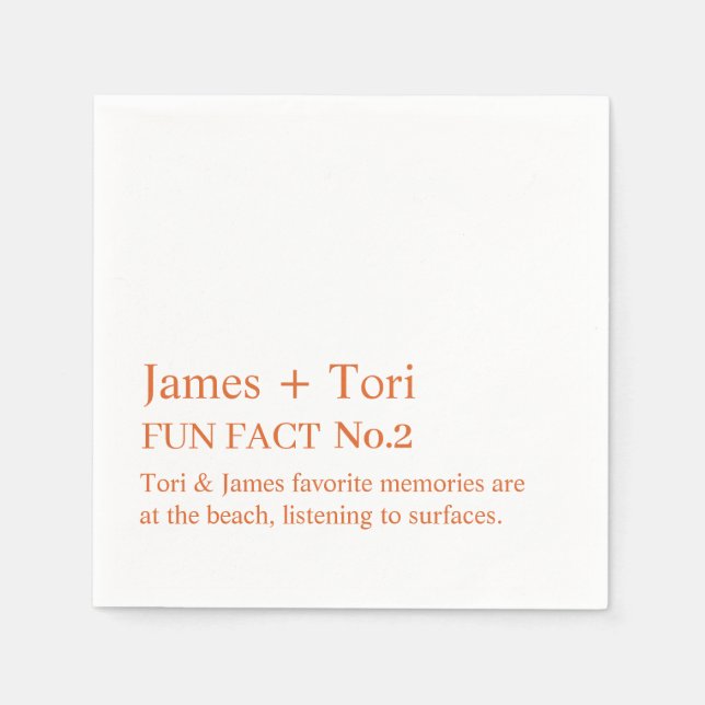 CUSTOMIZED TEXT FUN FACT MODERN STYLISH WEDDING  NAPKIN (Front)