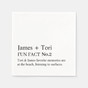 CUSTOMIZED TEXT FUN FACT MODERN STYLISH WEDDING NAPKIN