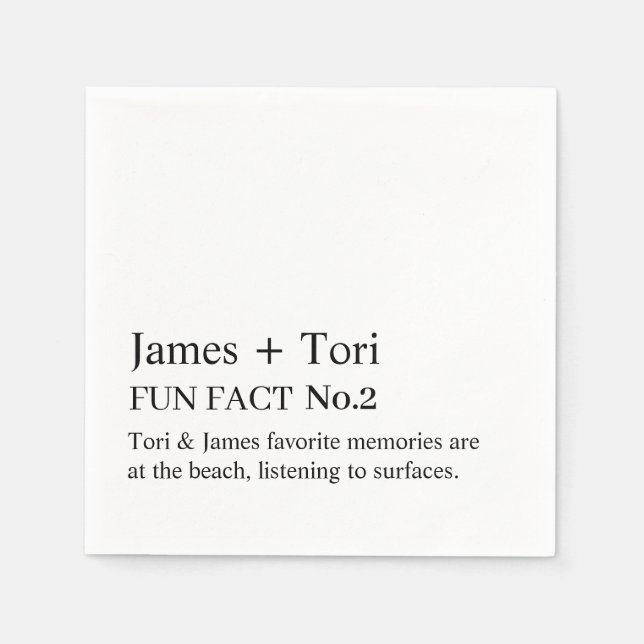 CUSTOMIZED TEXT FUN FACT MODERN STYLISH WEDDING  NAPKIN (Front)
