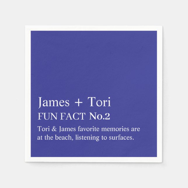 CUSTOMIZED TEXT FUN FACT MODERN STYLISH WEDDING  NAPKIN (Front)