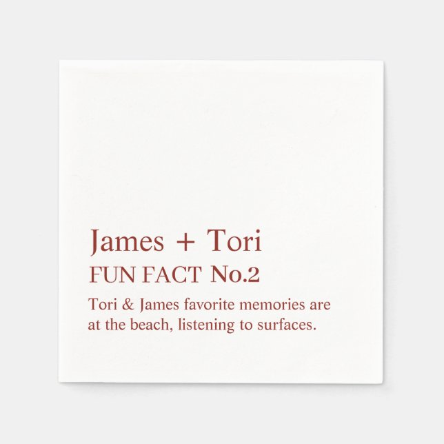 CUSTOMIZED TEXT FUN FACT MODERN STYLISH WEDDING  NAPKIN (Front)