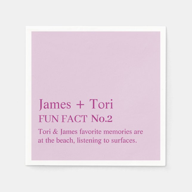 CUSTOMIZED TEXT FUN FACT MODERN STYLISH WEDDING  NAPKIN (Front)