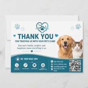Customized Veterinary Thank You Card with QR Code