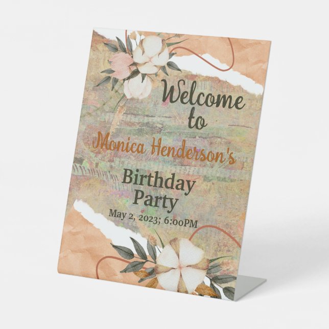CUSTOMIZED VINTAGE BIRTHDAY PARTY PEDESTAL SIGN (Front)