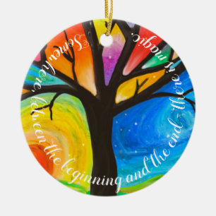 Customized wedding or engagement rainbow ceramic tree decoration
