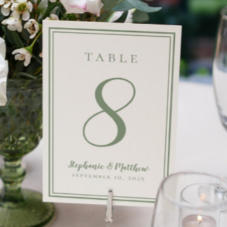 Customized Wedding Table Number Dinner Sage Green 