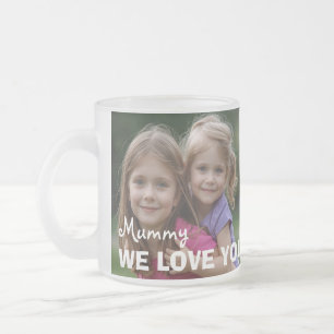 Customized with 2 and text frosted glass coffee mug