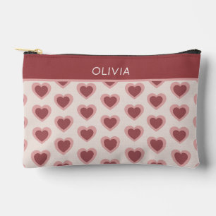 Customized Y2K Heart in Bordeaux Pink Retro Accessory Pouch